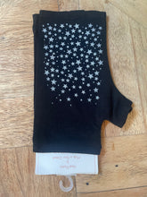 Load image into Gallery viewer, MERINO PRINTED SCARF - Black with Silver Stars
