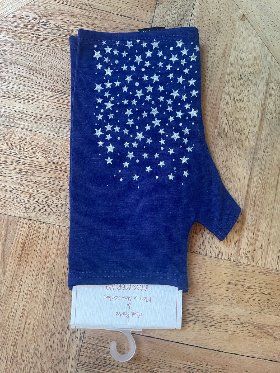 MERINO PRINTED GLOVELETS - Colbolt with Silver Stars