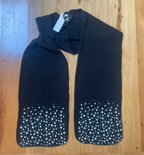 Load image into Gallery viewer, MERINO PRINTED SCARF - Black with Silver Stars
