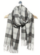 Load image into Gallery viewer, CHECKED WINTER SCARF WITH TASSELS - Winter White/Black
