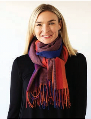 BIG CHECK SCARF WITH TASSELS - Pumkin, blue and blue