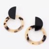 Load image into Gallery viewer, EARRINGS - HALF MOON CIRCLE RESIN STUD - LIGHT TORTOISESHELL
