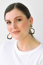 Load image into Gallery viewer, EARRINGS - DOUBLE DISC GOLD &amp; TORTOISESHELL HOOP STUD
