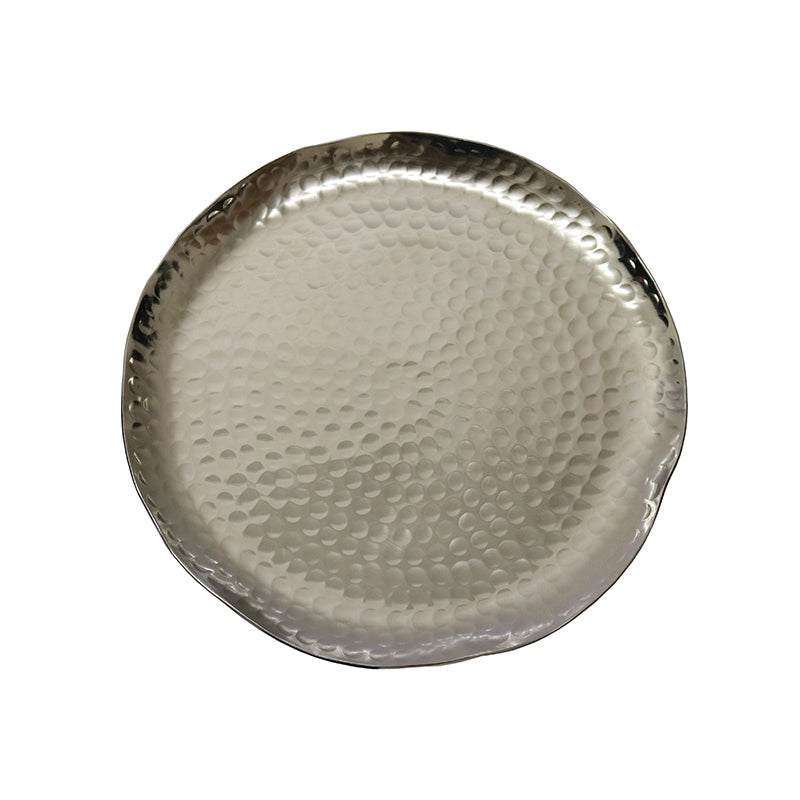 ALUMINIUM SILVER  HAMMERED TRAY - SMALL