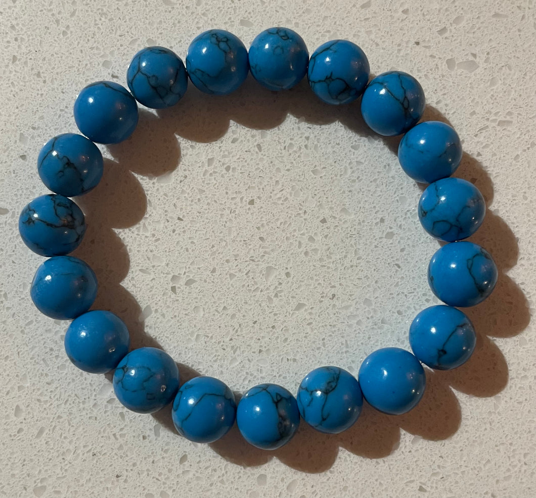 BRACELET - GENUINE AGATE STONE BEAD - TURQUOISE