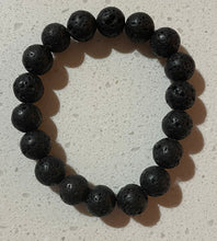 Load image into Gallery viewer, BRACELET - GENUINE AGATE STONE BEAD - BLACK LAVA
