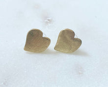 Load image into Gallery viewer, EARRINGS - HEART STUD EARRING - MATT GOLD
