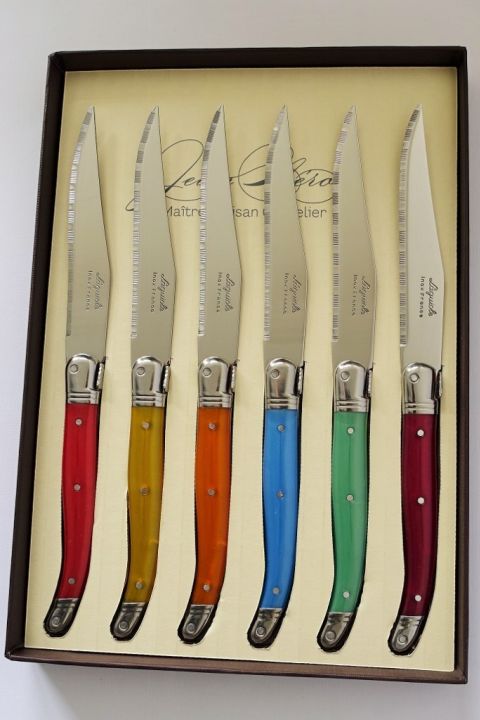 KNIFE - LAGUIOLE STEAK KNIVES SET OF 6 - MULTI COLOUR