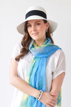 Load image into Gallery viewer, DIGITAL PRINT WATER WAVE SCARF - WHITE/LEMON/BLUE
