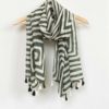 Load image into Gallery viewer, TASSELLED MAZE PRINT SCARF - GREEN/CREAM
