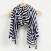 Load image into Gallery viewer, TASSELLED MAZE PRINT SCARF - NAVY/WHITE
