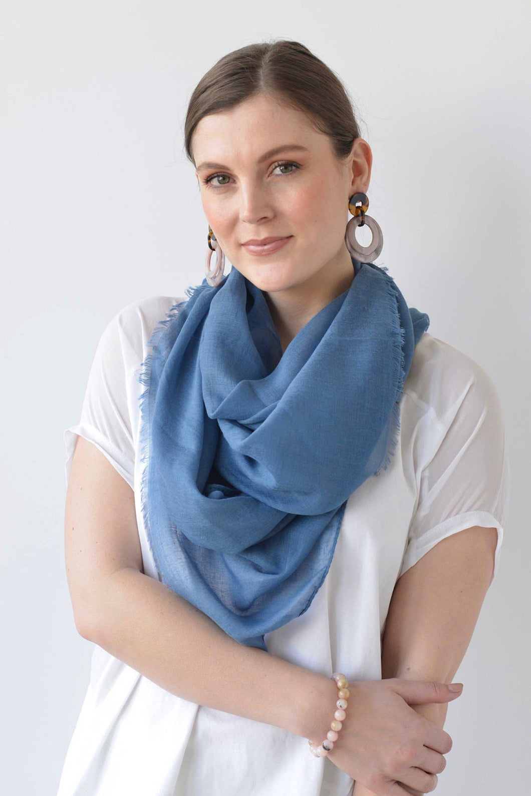 PLAIN AUTUMN SCARF - DENIM BLUE