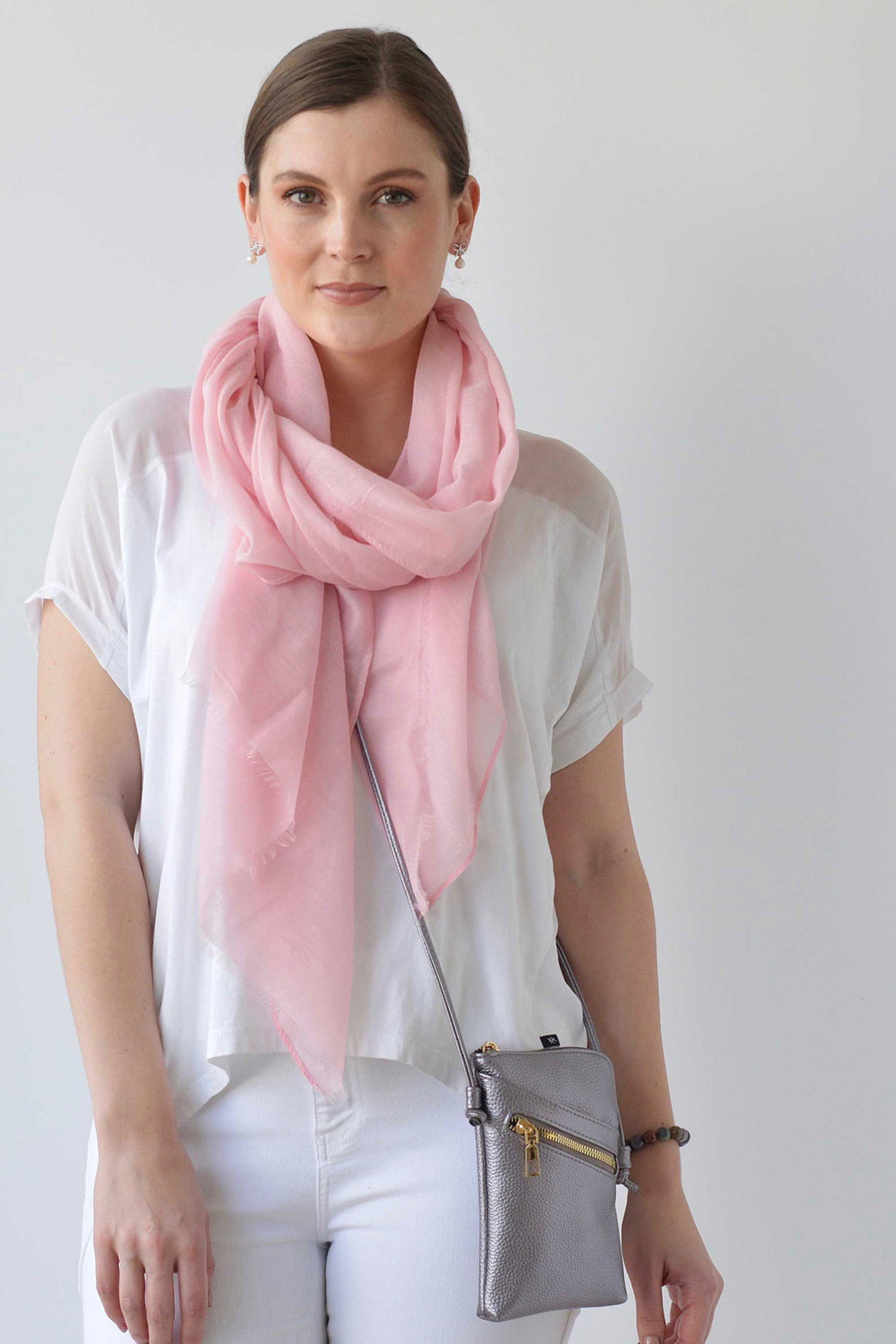 PLAIN AUTUMN SCARF - PALE PINK