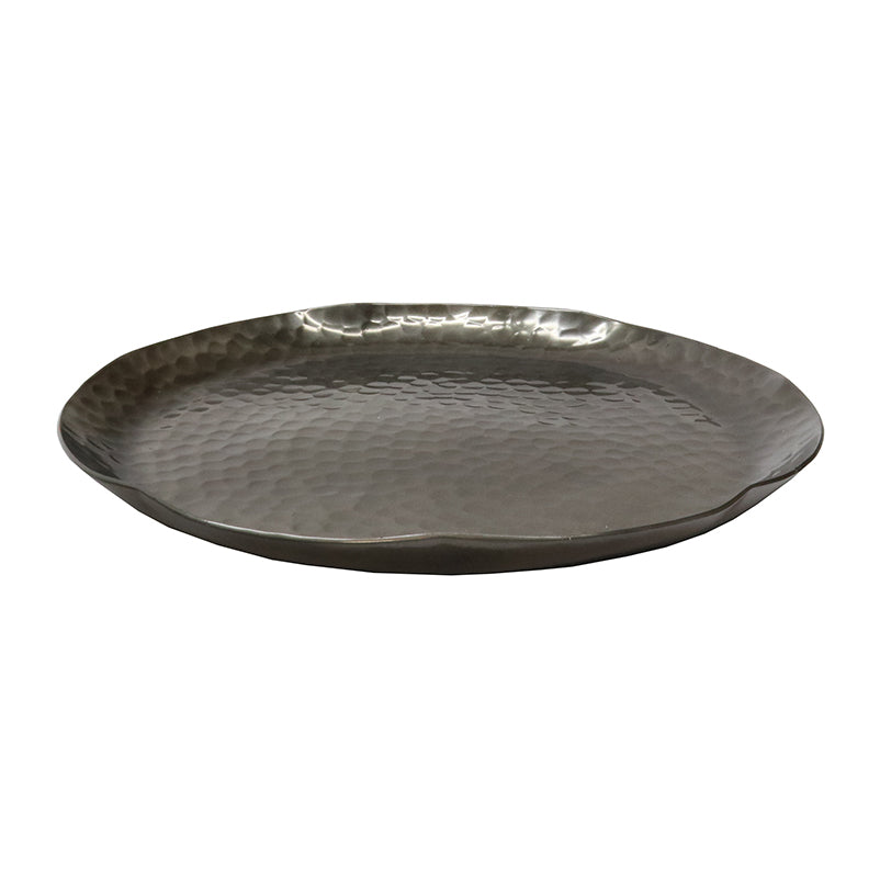 ALUMINIUM SMOKE BLACK HAMMERED TRAY - SMALL