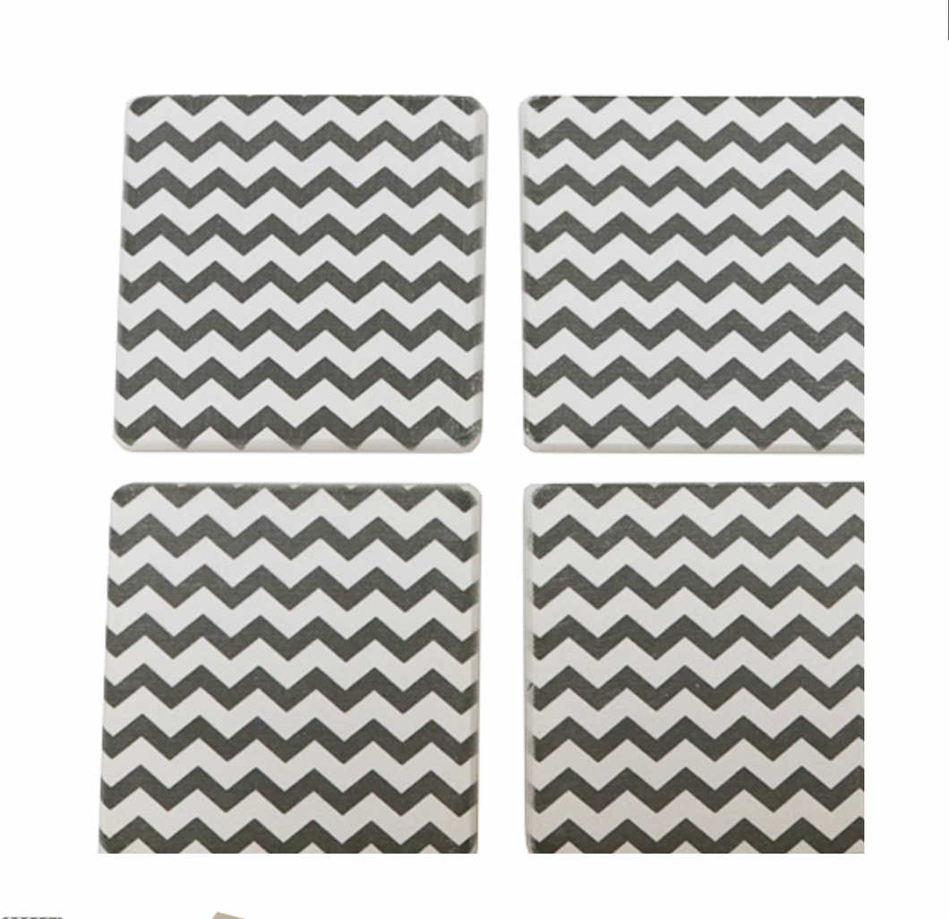 CHERON COASTER - CHARCOAL & IVORY (SET OF 4)