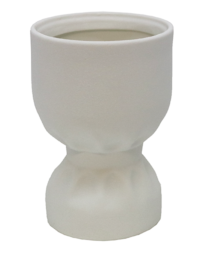 CERAMIC PINCHED VASE - WHITE SMALL