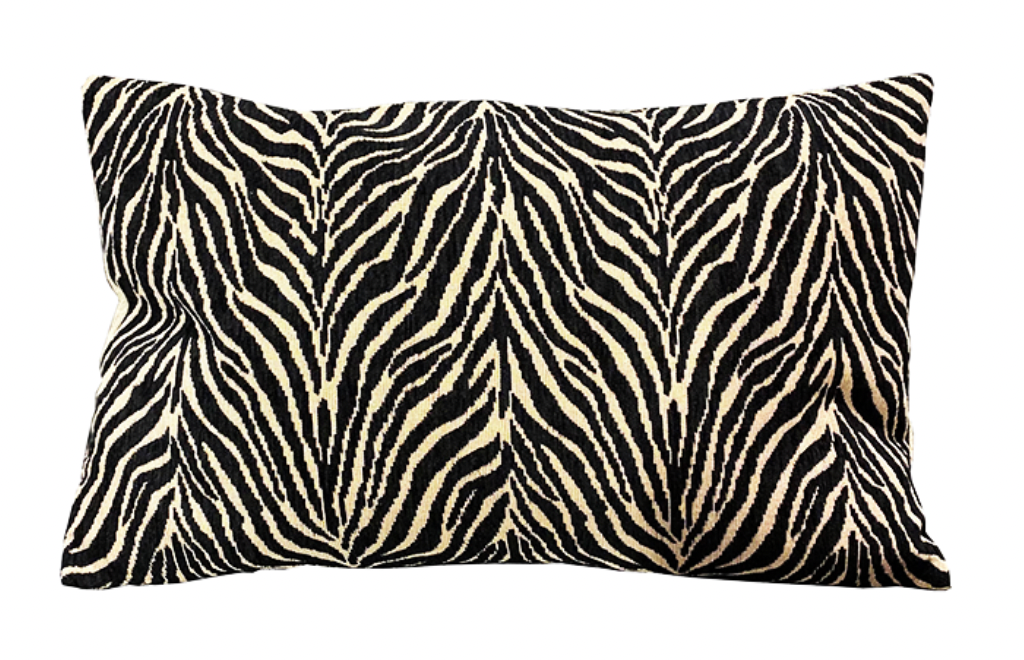 ANIMAL PRINT CUSHION - BLACK & NATURAL